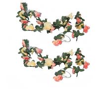 2-Pack Artificial Rose Garland 8.2ft - Silk Hanging Flower Vines for Indoor & Outdoor Wedding, Bedroom, Wall, and Party Decorations(Light Yellow and Orange)