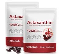 2 Pack Astaxanthin 12mg, Max Strength Antioxidant with Coconut Oil, Natural Formula, High Absorption for Eye & Skin Support, Natural Formula, Non-GMO, Gluten Free120 Softgels