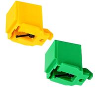 2 Pack ATN3600L Diamond Stylus Needle Replacement with Cleaning Brush, Compatible with Audio-Technica AT-LP60X/AT3600L/AT-LP60XBT/AT-LP2D Turntables - Clear Sound, Easy Install（Yellow + Green）