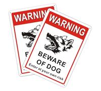2-pack Attention the Dog Signs Watch Out of the Dog Signage Door Sign Gate Wall Fenster Hence Hangen Sign Pet signs, Aluminium 18x25cm (Red-attention dog)