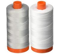 2-Pack - Aurifil 50WT - Dove + White, Solid - Mako Cotton Thread - 1422 Yards Each