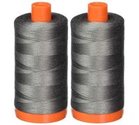 2-Pack - Aurifil 50WT - Grey Smoke (5004) Solid - Mako Cotton Thread - 1422 Yards Each2
