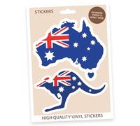 2 Pack Australia Flag Vinyl Stickers - 10cm Waterproof Map & Kangaroo Decals - Aussie Travel Stickers for Laptop, Car, Luggage, Scrapbook, Notebook, Cars, Windows