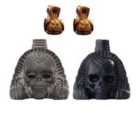 2 Pack Authentic Aztec Death Whistle, Halloween Whistles, Loud Human Scream Sound, 3D Skull Shape Horror Death Whistle, Screaming Aztec War Whistles, Halloween Prank Gift