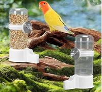 2-Pack Automatic Bird Water Dispenser & Feeder Set (140ML) - Hanging No-Spill Cage Waterer and Food Dispenser for Parrots, Budgies, Conures, Lovebirds, Canaries - Complete Bird Cage Accessories Kit