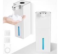 2 Pack Automatic Foaming Soap Dispenser, 440ml Wall Mount Touchless 4 Gear Adjustable Electric Soap Dispenser, USB Rechargeable 1800 mAh with Infrared Motion Sensor for Kitchen and Bathroom (White)