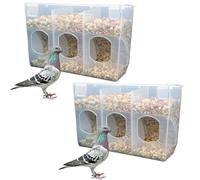 2 Pack Automatic Pigeon Bird Feeder Water, Plastic Feeder Water Dispenser Drinkers for Cage, No Mess Hanging Parrot Feeders, Cage Accessories for Parakeet Quail Bird Chicken (3 Hole-Hook)