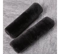 2 Pack Automotive Authentic Sheepskin Car Seat Belt Pads, Soft Shoulder Pad, Neck Cushion Protector, Genuine Natural Merino Wool (Carbon Black)