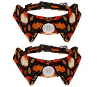 2 Pack Autumn Thanksgiving Gnomes Dog Collars Bowtie with Shirt Collar Adjustable Pet Cats Puppies Necktie for Small Girl Boy Dog Wedding Birthday Gift