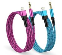 2 Pack Aux Cable for iPhone in Car, iphone to 3.5mm jack audio adapter Apple MFi Certified Aux Cord for Car Home Stereo/Headphones/Speaker/iPhone 14/14 Pro/14Pro Max/13/13 Pro/12/12 Pro/11 Pro/11/Xs