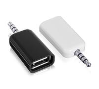 2 Pack AUX to 3.5mm Audio Adapter AUX to USB Adapter Audio Cable USB A Female 3.5mm Male Audioes Converter Jack Plug for USBs Flash Drive Car CD Player Only Work for Car Auxiliary Port Black White