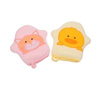 2 Pack Baby Bathing Gloves Cotton Sponge Star Shape Wash Mitts | Adorable Cartoon Print, Hanging Rope and Ring, Gentle Foam for Boy Girl Chest and Back Random Color