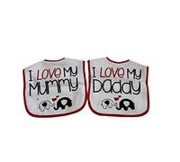 2 Pack Baby Bibs - 2 Designs: I Love My Mummy & I Love My Daddy.