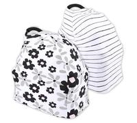 2 Pack Baby Car Seat Cover, 4-Way Stretch Fabric - Universal Fit for Infant Car Seats & Strollers, with Matching Storage Bags, Breathable Sun/Wind Shield for Baby Boys & Girls