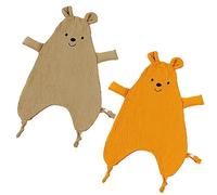 2 Pack Baby Comforters Cute Bear Cotton Muslin Comforter Newborn Boys Girls Muslin Security Blanket Baby Soft Toy Comforter Bib Gifts for Infant Newborn Toddler, 40cm x 27cm