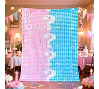 2 Pack Baby Girls Boys Baby Shower Gender Reveal Party Decorations 3.28 x 6.56 Ft Tinsel Foil Fringe Curtains, Photo Booth Prop Streamer Backdrop for Birthday,Party Decorations Supplies