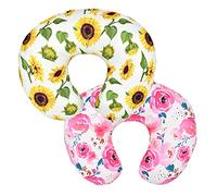2 Pack Baby Nursing Pillow Cover Newborn U-Shaped Breastfeeding Pillowcase Cushion Cover Stretchy Replaceable Forest&Floral Pillow Cover Slipcover 22.5x18 inch