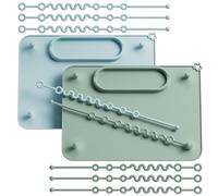 2 Pack Baby Silicone Mat, with Suction Base and 8 Stretchable Straps, Baby Placemats, Activity Mat for Infants to Toddlers, Keeps Babies Essentials Off The Floor (Green Blue)