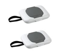 2 Pack Baby Wipes Dispenser, Wet Wipes Dispenser Box, Portable Toilet Wipes Dispenser Box with Silicone Seal, Ideal for Travel and Outdoor Activities, Size 16.5 * 13cm, Gray