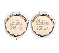 2 Pack Bachelorette Party Gifts for Bride,2 Bridesmaid Makeup Mirror,Crystal Pocket Compact Makeup Mirror Wedding Bridesmaid Gifts-Mirror for Bridal Party,Bridesmaid Proposal Gifts (champagne)