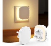 2 Pack Backlit Night Light Plug in Wall with Dusk to Dawn Photocell Senor, Adjustable Brightness 0.5-70 lm, AUTO/ON/Off, 2700K Warm, Plug in Night Light Kids for Bedroom, Hallway, Bathroom