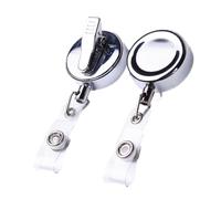 2 Pack Badge Reels Retractable Lanyard Heavy Duty ID Card Holders with Alligator Clip and Metal Cord for Nurses and Professionals