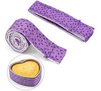 2 Pack Bake Even Cake Strips Purple PET Baking Belts for Level Cakes Adjustable Moist Layer Cake Tin Bands Prevents Domed Tops and Burnt Edges Pan Liners Accessories for Home Bakers Kitchen