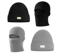 2 Pack Balaclava, Hoodie for Men Winter Thermal, Ski Mask for Motorcycle, Cold Weather Face Mask Beanie for Skiing, Snowboarding, Outdoor Sports, Black and Gray