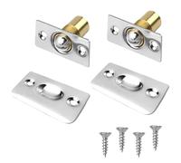2 Pack Ball Door Catches for Internal Doors, Adjustable Roller Spring Ball Bearing Latches - Invisible Closure for Cupboard, Closet, Pantry & Top, Silvery Finish