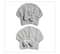 2 Pack Bamboo Charcoal Fiber Hair Drying Towel Hat Bath Shower Turban Wrap Absorbent Quick Dry Hair Towels Cap for Women (2 Pcs Hat)