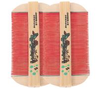 2 Pack Bamboo Lice Comb Dense Teeth Hair Comb for Women Men | Retro Design, Safe Scalp Care, Finish, Massage Action, Random Red Pattern Random Style