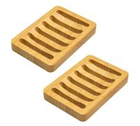 2-Pack Bamboo Soap Dish with Drainage - Natural Wooden Soap Holder for Bathroom & Shower, Eco-Friendly Soap Tray for Bar Soap - Bamboo Bathroom Accessories