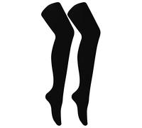 2 Pack Bamboo Tights for Women in Black | Super Soft Plain Opaque Tights for Ladies (XL, Black)