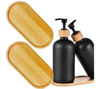 2 PACK Bamboo Vanity Tray, Wooden Countertop Organizer, Sink Tray, Home Decor for Soap Shampoo Candles Towel Plant Dish