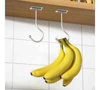 2-Pack Banana Hook Under Cabinet: Banana Holder,Metal Banana Hanger Hook,Adhesive Banana Hook, Foldable Banana Hook, Folds Up With Magnets When Not In Use, Kitchen Hook,Banana Rack,Keep Bananas Fresh
