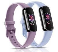 2 Pack Bands for Fitbit Luxe Bands Women Men, Soft Silicone Wristband Replacement Strap for Fitbit Luxe/Luxe Special Edition Fitness Tracker (Blue/Light Purple, Large)