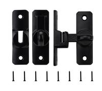 2 Pack Barn Door Latch, 90/180 Degree Sliding Barn Door Lock, Aluminium Alloy Multi-Angle Sliding Gate Latch, Heavy Duty Flip Lock for Garden, Bathroom, Cabinet (Black)
