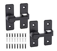 2 Pack Barn Door Lock Hardware, 180 Degree Heavy Duty Thickened Flip Door Latches, Sliding Barn Door Flip Locks Double Door Gate Latch for Garden, Yard, Bathroom, Garage, Outdoor (Matte Black)