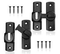2 Pack Barn Door Lock, Security 90/180 Degree Heavy Duty Flip Latches for Sliding Doors, Thickened Anti-Rust Gate Latch for Barn, Bathroom, Cabinet, Window, Garden (Black)