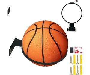 2 Pack Basketball Holder Wall Mount, Foldable Basketball Holder includes Self-Adhesive Magnetic Sheet, Space-saving Sports Ball Storage, Metal Ball Storage Rack