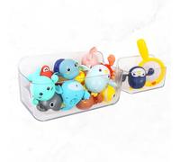 2 Pack Bath Toy Storage,Large Capacity Hanging Clear Bath Toy Holder,Wall Mounted Kids Bathtub Toy Organizer & Adhesive Shower Caddy with Hooks,No Drilling