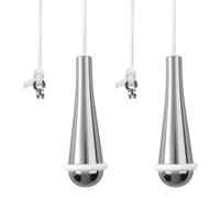 2 Pack Bathroom Pull Cord Handle Teardrop Chrome Pull String Switch End Weight Extension Replacement with 150cm Nylon White Cord Connector for Blind Toilet Ceiling Light Fan