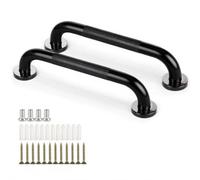 2-Pack Bathtub and Shower Grab Bar, Wall-Mounted Stainless Steel Bathroom Grab Bar with Concealed Screws, Non-Slip Design for Senior Citizens and Mobility Impaired (Black, 30cm/12in)