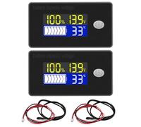 2 Pack Battery Capacity Voltage Monitor with Alarm and Temperature Sensor -19~80℃ 12V 24V 36V 48V 60V 72V for Lithium battery, lead-acid battery