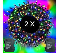 2 Pack Battery Fairy Lights, Total 66FT 200LED Outdoor Fairy Lights Battery Operated with Timer, 9 Modes, Waterproof Fairy Lights for Bedroom, Christmas Tree, Garden, Camping, Multicolour