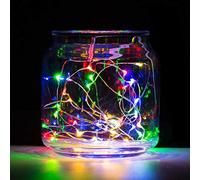 2 Pack Battery Operated 2M 20 LED Silver Wire Fairy String Lights Firefly Lights DIY Decoration for Bedroom Jars Christmas Wedding Party Festival Indoor Outdoor Camping (Muliticolour, 2m 2pack)