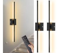 2 Pack Battery Operated Wall Lights Indoor - USB Rechargeable Wall Lights with 5000mAh Rechargeable Battery, Remote Control, 350° Rotate Wireless LED Sconces for Living Room, Hallway (8000mAh)