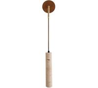 2 Pack Bedside Wall Lamps Japanese Style Yellow Travertine Wall Light with Wood Base Dimmable and Adjustable Cord Wall Sconces for Living Room Hallway Foyer(1PC)