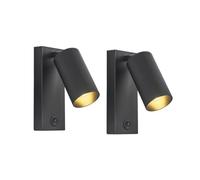 2 Pack Bedside Wall Sconce Adjustable Headboard Reading Lighting With On/Off, Rectangular Hardwired Metal Wall Lamp Rotating Headboard Reading Spotlight For Study Room, E27