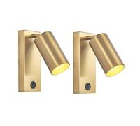 2 Pack Bedside Wall Sconce Adjustable Headboard Reading Lighting with Switch On/Off, Rectangular Hardwired Metal Wall Lamp Rotating Headboard Reading Spotlight for Study Room, E27